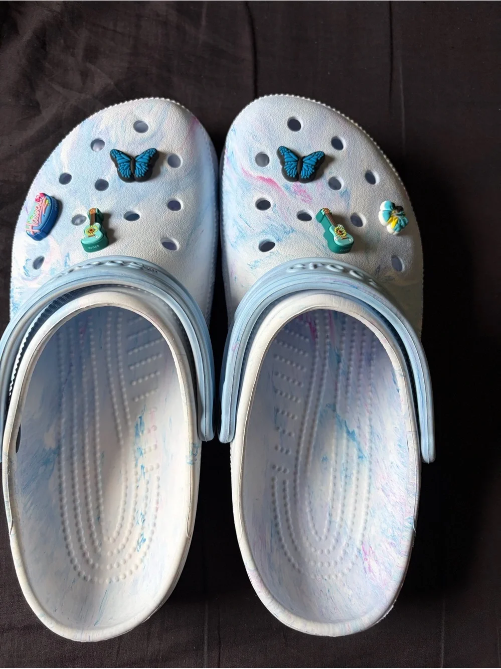 CROCS Kids Marble Light Blue Clog with Charms